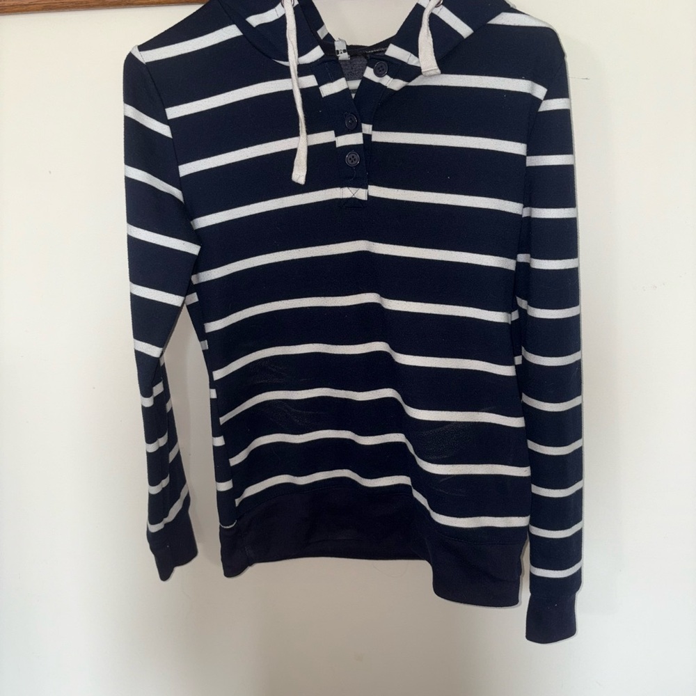 Striped Navy and White Women's Hoodie